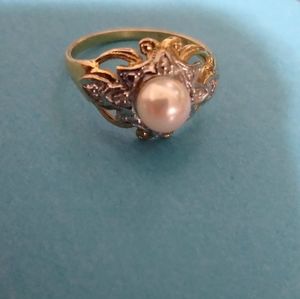 Vintage 10k PSCO 2-tone pearl ring